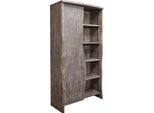 MASSIVMOEBEL24 | Scaffale In Legno Di Acacia 105X45X204 Grigio Scuro Laccato Pure Acacia #910