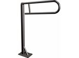 Maniglia Di Sostegno, Senza Barriere, Nera, Impugnatura A U, Con Supporto A Pavimento, Maniglia Di Sicurezza, Maniglione, Dritto, 63 Cm, Semi-Ovale Girevole