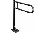 Maniglia Di Sostegno, Senza Barriere, Nera, Impugnatura A U, Con Supporto A Pavimento, Maniglia Di Sicurezza, Maniglione, Dritto 63 Cm, Semi-Ovale Stabile