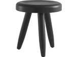 Casa Padrino Sgabello Nero Ø 31 X H. 34 Cm - Sgabello In Legno Massello - Sgabello Rotondo In Legno Mindi - Mobili