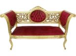 Casa Padrino Panca Barocca Rosso Bordeaux / Oro 155 X 50 X H. 70 Cm - Magnifica Panca In Legno Massiccio Con Tessuto In Velluto Pregiato - Mobili Barocchi