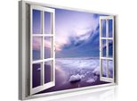 Murale Moderno Vista Finestra 90X60 - 1 Pezzo Fotografia Su Tela Non Tessuta Foto Decorazione Arte Murale Spiaggia Mare C-C-0371-B-A