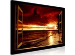 Murale Moderno Vista Finestra 90X60 - 1 Pezzo Fotografia Su Tela Non Tessuta Foto Decorazione Arte Murale Spiaggia Mare Natura C-C-0380-B-A