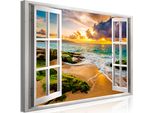 Murale Moderno Vista Finestra 90X60 - 1 Pezzo Fotografia Su Tela Non Tessuta Foto Decorazione Arte Murale Spiaggia Mare Paesaggio Natura C-C-0373-B-A