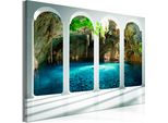 Murale Moderno Vista Finestra 90X60 - 1 Pezzo Fotografia Su Tela Non Tessuta Foto Decorazione Arte Murale Natura C-C-0356-B-A