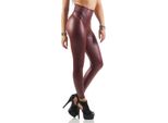 Leggings Da Donna A Coda Alta Wet-Look Glanz; Bordo Matt L/40