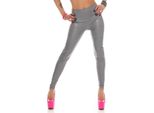 Leggings Wet-Look Schwarz Silber Gold Glanz Legings Gr. S M L Xl Xxl Xxxl Grau