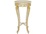 Casa Padrino Tavolino Barocco Con Piano In Marmo Bianco / Beige / Oro / Crema Ø 40 X H. 90 Cm - Tavolino Rotondo In Stile Antico - Mobili Da Salotto Barocchi