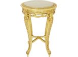 Casa Padrino Tavolino Barocco Con Piano In Marmo Oro/Crema Ø 40 X H. 60 Cm - Tavolino Rotondo In Stile Antico - Mobili Da Salotto Barocchi