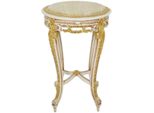 Casa Padrino Tavolino Barocco Con Piano In Marmo Bianco / Beige / Oro / Crema Ø 40 X H. 60 Cm - Tavolino Rotondo In Stile Antico - Mobili Da Salotto Barocchi