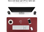Tappetino Da Scrivania Multifunzionale, Tappetino Da Scrivania In Finto Cuoio, 80CM×40CM, Tappetino Per Mouse Da Scrivania, Impermeabile E Antiscivolo Per Ufficio E Casa (Nero + Rosso)