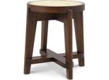 Sgabello Casa Padrino Colore Marrone/Naturale Ø 44,5 X H. 47 Cm - Sgabello Rotondo In Legno Massiccio Con Intreccio In Rattan - Mobili Da Soggiorno