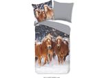 Set Di Biancheria Da Letto In Flanella Good Morning Happy Horses Colore Multi Dimensioni 135X200+80X80