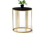 Casa Padrino Tavolino Oro/Nero Ø 47 X H. 50 Cm - Tavolino Rotondo Con Piano In Marmo - Mobili Da Salotto