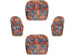 Casa Padrino Set Da Soggiorno Di Design Art DéCo Multicolore / Oro - 2 Divani E 2 Poltrone Girevoli - Mobili Per Il Soggiorno - Mobili Art DéCo