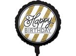 Palloncino Happy Birthday Nero-Oro 46 Cm - Taglia Unica
