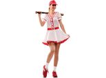 Costume Da Giocatore Di Baseball Costume Sportivo Di Carnevale Da Donna Bianco-Rosso - M / L
