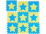 Relaxdays 36 X Tappetino Puzzle Stelle Blu-Giallo