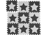 Relaxdays 18 X Tappeto Puzzle Stelle Bianco-Grigio