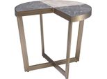 Casa Padrino Tavolino In Acciaio Inox Con Piano In Marmo Grigio / Beige / Ottone Ø 60 X H. 50,5 Cm - Mobili