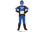 Supereroe Avventura Capitano Costume Carnevale Comico Blu Bianco Stella Eroe Casco Imbottito Costume Bambini Fantasia Viaggio Dell'eroe Avventura, Taglia: 110/116 Colore: Blu