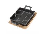 Mini Padella In Ghisa All'grill Con Manico E Sottopentola, Quadrata, Nera, 14X14Cm