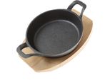 Padella Di Servizio In Ghisa E Sottopentola In Legno 15 Cm Nero All'grill All'grill
