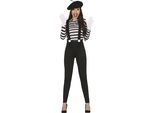 Costume Da Clown Mimo Nero Bianco A Strisce Berretto Carnevale Donna Vestito Moderno Elegante, Taglia: 44 - 46 (Xl) Colore: Nero