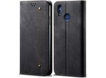Custodia Huawei Honor 8X, Laimtop Denim Pelle Portafoglio Chiusura Magnetica Flip Bookstyle Custodia Protettiva Con Funzione Stand Per Huawei Honor 8X Nero