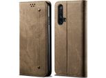 Oppo Realme X50 Custodia, Laimtop Denim Pelle Portafoglio Chiusura Magnetica Flip Bookstyle Custodia Protettiva Con Stand Per Oppo Realme X50 Oppo Realme X50 Khaki