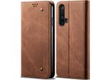 Oppo Realme X50 Custodia, Laimtop Denim Pelle Portafoglio Chiusura Magnetica Flip Bookstyle Custodia Protettiva Con Stand Per Oppo Realme X50 Oppo Realme X50 Marrone