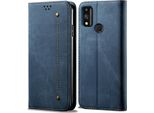 Huawei Honor 9X Lite Case, Laimtop Denim Pelle Portafoglio Chiusura Magnetica Flip Bookstyle Custodia Protettiva Con Funzione Stand Per Huawei Honor 9X Lite Blu