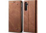 Oppo Realme X50 Pro Custodia, Laimtop Denim Pelle Portafoglio Chiusura Magnetica Flip Bookstyle Custodia Protettiva Con Funzione Stand Per Oppo Realme X50 Pro Oppo Realme X50 Pro Marrone