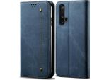Oppo Realme X50 Custodia, Laimtop Denim Pelle Portafoglio Chiusura Magnetica Flip Bookstyle Custodia Protettiva Con Stand Per Oppo Realme X50 Oppo Realme X50 Blu