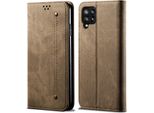 Custodia Galaxy A42 5G, Laimtop Denim Pelle Portafoglio Chiusura Magnetica Flip Bookstyle Custodia Protettiva Con Funzione Stand Per Samsung Galaxy A42 5G Khaki