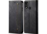 Huawei Honor 9X Lite Case, Laimtop Denim Pelle Portafoglio Chiusura Magnetica Flip Bookstyle Custodia Protettiva Con Funzione Stand Per Huawei Honor 9X Lite Nero