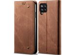 Custodia Galaxy A42 5G, Laimtop Denim Pelle Portafoglio Chiusura Magnetica Flip Bookstyle Custodia Protettiva Con Funzione Stand Per Samsung Galaxy A42 5G Marrone