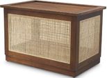 Casa Padrino Cassapanca Con Coperchio Marrone / Naturale 72 X 46 X H. 48 Cm - Cassapanca In Legno Massiccio Con Intreccio In Rattan - Mobili