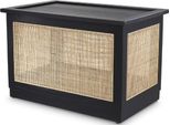 Casa Padrino Cassapanca Con Coperchio Nero / Naturale 72 X 46 X H. 48 Cm - Cassapanca In Legno Massiccio Con Intreccio In Rattan - Mobili