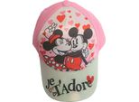 Disney Minnie Mouse Con Topolino, Berretto Glitterato, Berretto Da Baseball, Berretto, Je T'adore, Taglia 54 In Rosa, 100%
