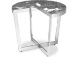 Tavolino Casa Padrino Argento/Grigio Ø 60 X H. 50,5 Cm - Tavolino In Acciaio Inox Con Piano In Marmo - Mobili Da Salotto