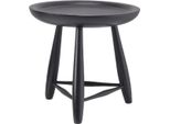 Casa Padrino Tavolino In Legno Massello Nero Ø 38 X H. 37,5 Cm - Tavolino Rotondo In Legno Di Mindi - Mobili Da Salotto