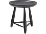 Casa Padrino Luxury Tavolino In Legno Massello Nero Ø 38 X H. 44 Cm - Tavolino Rotondo In Legno Massello - Mobili Soggiorno Lusso