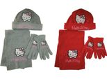 Set Invernale Hello Kitty 2 Pezzi Con Cappello, Sciarpa E Guanti Rosso E Grigio 52