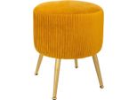 Sgabello "Solaro"" In Velluto Plissettato Color Senape - Atmosphera CréAteur D'intéRieur"