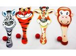1 X Gioco Di Palla A Paddle, Paddle In Legno Con Palla Su Gomma, Animali Dello Zoo, Animali Selvatici, Animali Della Giungla, Zebra, Tigre, Giraffa, Scimmia