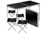 Tavolo Pieghevole Multifunzionale 120 X 60 Cm Con 4 Sedie - Nero