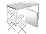Tavolo Pieghevole Multifunzionale 120 X 60 Cm Con 4 Sedie - Bianco