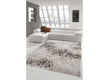 Tappeto Di Design Tappeto Moderno Tappeto Per Soggiorno Tappeto A Pelo Corto Con Taglio A Contorno Con Motivo In Grigio Marrone Beige Crema Dimensioni - 80X150 Cm
