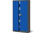 Set Di 2 Schedari C001H Armadio Per Ufficio Armadio In Metallo Armadio In Acciaio Armadio Per Utensili Armadio In Lamiera D'acciaio Verniciato A Polvere Armadio Con Ante A Battente Chiudibile A Chiave 195 Cm X 90 Cm X 40 Cm Colore: Antracite/Blu